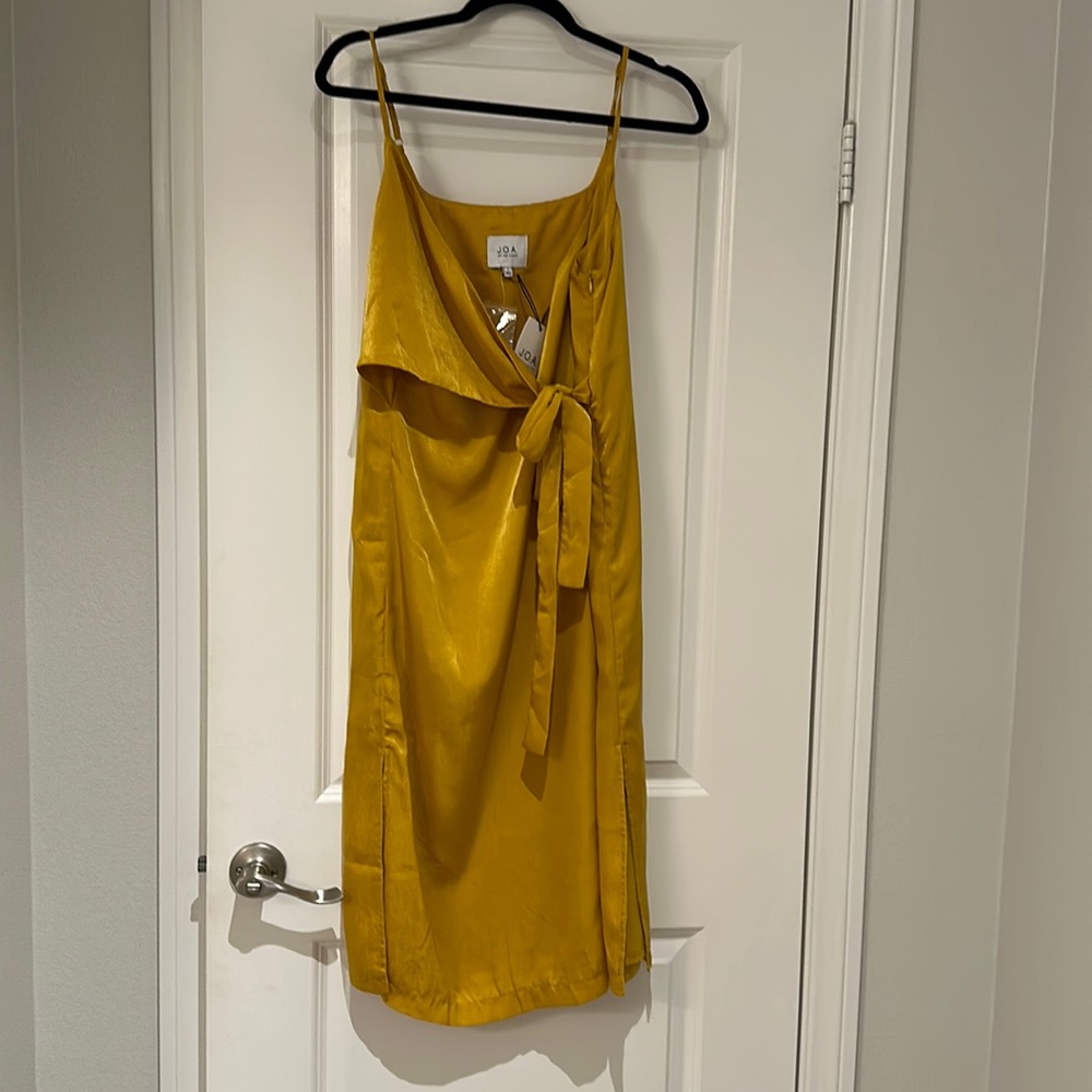 Yellow satin dress